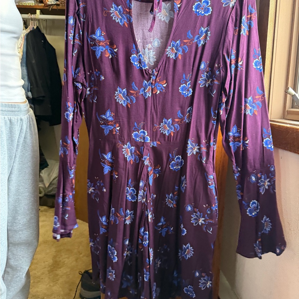 Stetson Plum Floral Long Sleeve Dress